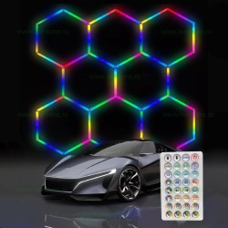 Set 8 Hexagoane LED Honeycomb RGB Digitale Tuburi 460mm