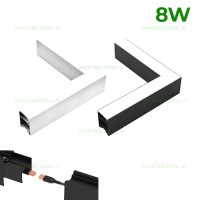 CORPURI LED LINIARE INTERIOR, Corp Iluminat LED 8W Interconectabil Suspendat 90 Grade, LED-Zone.ro