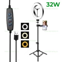 LED DIVERSE, Lampa Circulara LED 32W cu Trepied Selfie, LED-Zone.ro