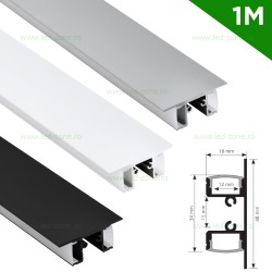 Profil H Aluminiu Aplicat Bidirectional Dispersor Mat 1M 12MM LZ9896