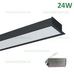 Corp Iluminat LED 24W 120cm Incastrabil Liniar EL-S48 Negru Emergenta