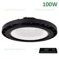 LAMPI INDUSTRIALE LED DE SIGURANTA, Lampa LED Iluminat Industrial 100W UFO Negru GENEVA Emergenta, LED-Zone.ro