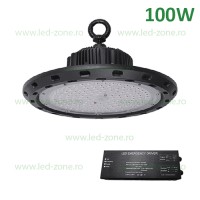 LAMPI INDUSTRIALE LED DE SIGURANTA, Lampa LED Iluminat Industrial 100W UFO Negru VIENA Emergenta, LED-Zone.ro