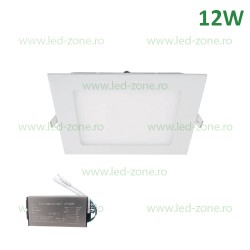 Spot LED 12W Slim Patrat Alb Emergenta