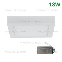 Panou LED 18W 22x22cm Aplicat Alb Kit Emergenta 