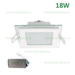 Spot LED 18W Patrat Sticla Alb Emergenta