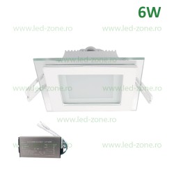 Spot LED 6W Patrat Sticla Alb Emergenta