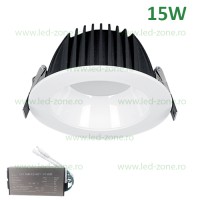 SPOTURI LED DE SIGURANTA, Spot LED 15W Rotund LZ01 Negru-Alb Emergenta, LED-Zone.ro