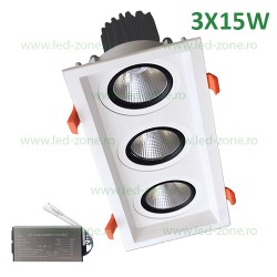 Spot LED 3X15W Dreptunghiular  LZ01 Alb Emergenta 