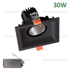 Spot LED 30W Patrat Negru Emergenta