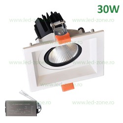 Spot LED 30W Patrat LZ01 Alb Emergenta