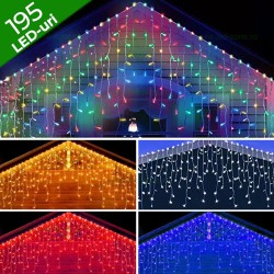 Instalatie LED Perdea Turturi 8x0.7m Exterior Flash Fir Alb Cauciucat