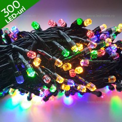 Instalatie Pom Craciun 300 LED-uri 30m Diamant Fir Negru