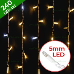 Instalatie LED Perdea Turturi Flash 5x1m 240 LED 5mm Fir Alb