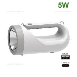 Lanterna LED De Mana 5W LAMPARD Incarcare USB