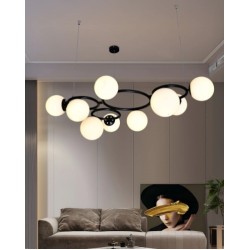 Lustra 9 Socluri E27 Negru/Alb LZ6805-9