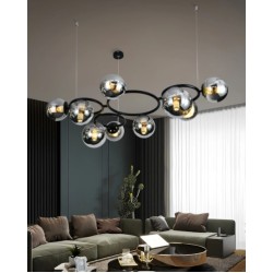 Lustra 9 Socluri E27 Negru/Crom LZ6805-9