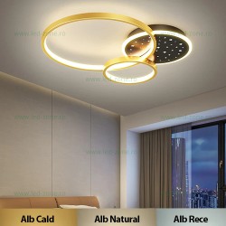 Lustra LED 108W 3 Functii Dimabila cu Telecomanda LZ3868 Aurie