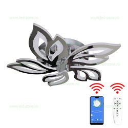 Lustra LED 110W 3 Functii Dimabila cu Telecomanda sau Telefon Argintiu LZ5202-5