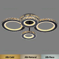 LUSTRE LED APLICATE, Black Friday - Lustra LED 154W 3 Functii RGB Smart Dimabila cu Telecomanda Cristal LZ7376-2+2, LED-Zone.ro