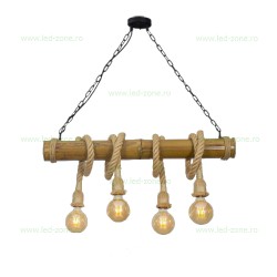 Lustra Rustic Bambus 4 Socluri E27 LZSF4