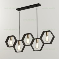 LUSTRE LED SUSPENDATE, Black Friday - Lustra 5 Socluri Vintage E27 Hexagon Liniara LZ4362, LED-Zone.ro