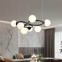 LUSTRE LED, Lustra 7 Socluri E27 Negru/Alb  LZ6805-7, LED-Zone.ro