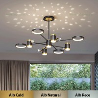 LUSTRE LED SUSPENDATE, Black Friday - Lustra LED 142W 3 Functii cu Telecomanda LZR9080-4+4+1, LED-Zone.ro