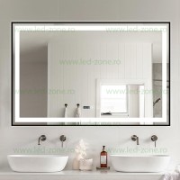 OGLINZI LED, Oglinda Baie LED 100x65cm Touch Ceas Dezaburire LZJ117, LED-Zone.ro