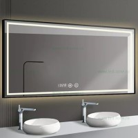OGLINZI LED, Oglinda Baie LED 100x65cm Touch Ceas Dezaburire LZJ17, LED-Zone.ro