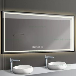 Oglinda Baie LED 100x65cm Touch Ceas Dezaburire LZJ17