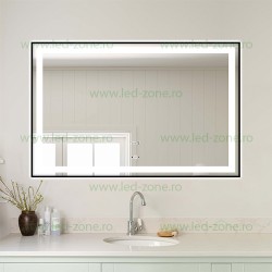 Oglinda Baie LED 100x65cm Touch Ceas LZJ131