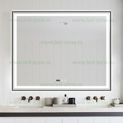 Oglinda Baie LED 100x80cm Touch Ceas Dezaburire LZJ142/J144