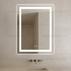 Oglinda Baie LED 60x80cm Touch Ceas Dezaburire LZJ109