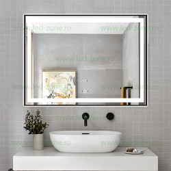 Oglinda Baie LED 80x60cm Touch Ceas LZJ130