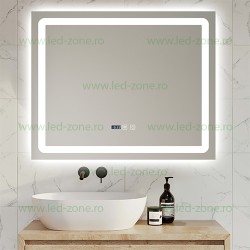 Oglinda Baie LED 80x60cm Touch Ceas Dezaburire LZJ49