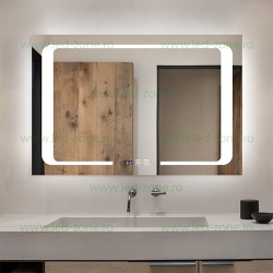 Oglinda Baie LED 90x60cm Touch Ceas Dezaburire LZJ116