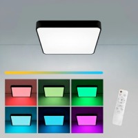 PANOURI LED APLICATE, Black Friday - Panou LED 24W 30x30cm Aplicat Negru RGB-CCT cu Telecomanda, LED-Zone.ro