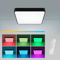 PANOURI LED APLICATE, Black Friday - Panou LED 50W 40x40cm Aplicat Negru RGB-CCT cu Telecomanda, LED-Zone.ro