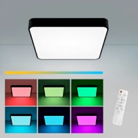 PANOURI LED APLICATE, Black Friday - Panou LED 70W 50x50cm Aplicat Negru RGB-CCT cu Telecomanda, LED-Zone.ro