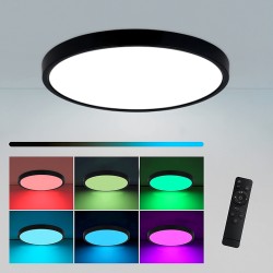 Panou LED 70W D-50cm Aplicat Negru RGB-CCT cu Telecomanda