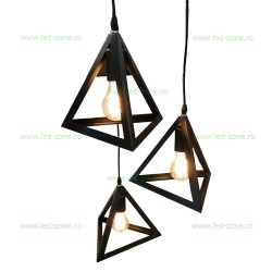 Pendul 3 Socluri E27 Vintage Triunghi