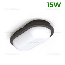 Plafoniera LED 15W Exterior Ovala Neagra