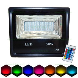Proiector LED 50W Slim SMD RGB Telecomanda