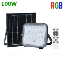 Proiector LED 100W RGB cu Panou Solar si Telecomanda