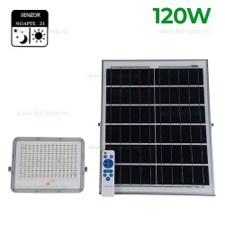 Proiector LED 120W cu Panou Solar Senzor Zi-Noapte si Telecomanda