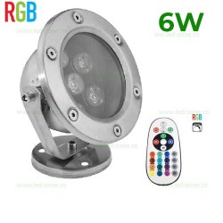 Spot LED Exterior 6x1W Rotund RGB 12V Submersibil cu Telecomanda