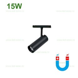 Spot LED Magnetic 15W Cilindru Negru Reglabil Ultra Slim T2