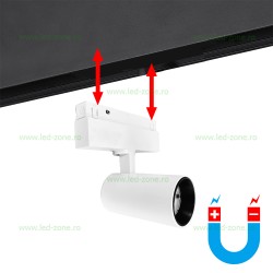 Spot LED Magnetic 10W Cilindru Reglabil Alb