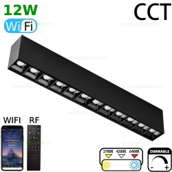 Spot LED Magnetic 12W Liniar Clar Negru CCT RF WIFI